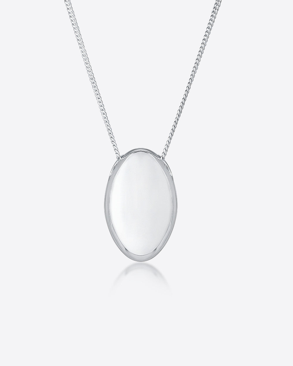 Daniel Clifford Damen Halskette Silber 925 Anhänger oval glänzend rund Silberkette Pendant 50 cm Schmuck Geschenk Frau Freundin Mutter Schwester