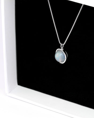 Daniel Clifford Damen Halskette Mondstein Anhänger Moonstone Silberkette Pendant Collier Schmuck Geschenk Frau Freundin Mutter Schwester