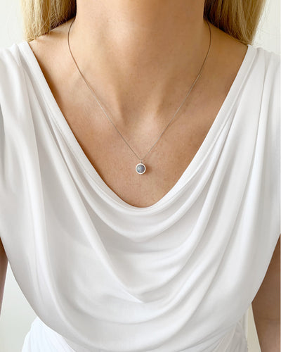 Daniel Clifford Damen Halskette Mondstein Anhänger Moonstone Silberkette Pendant Collier Schmuck Geschenk Frau Freundin Mutter Schwester