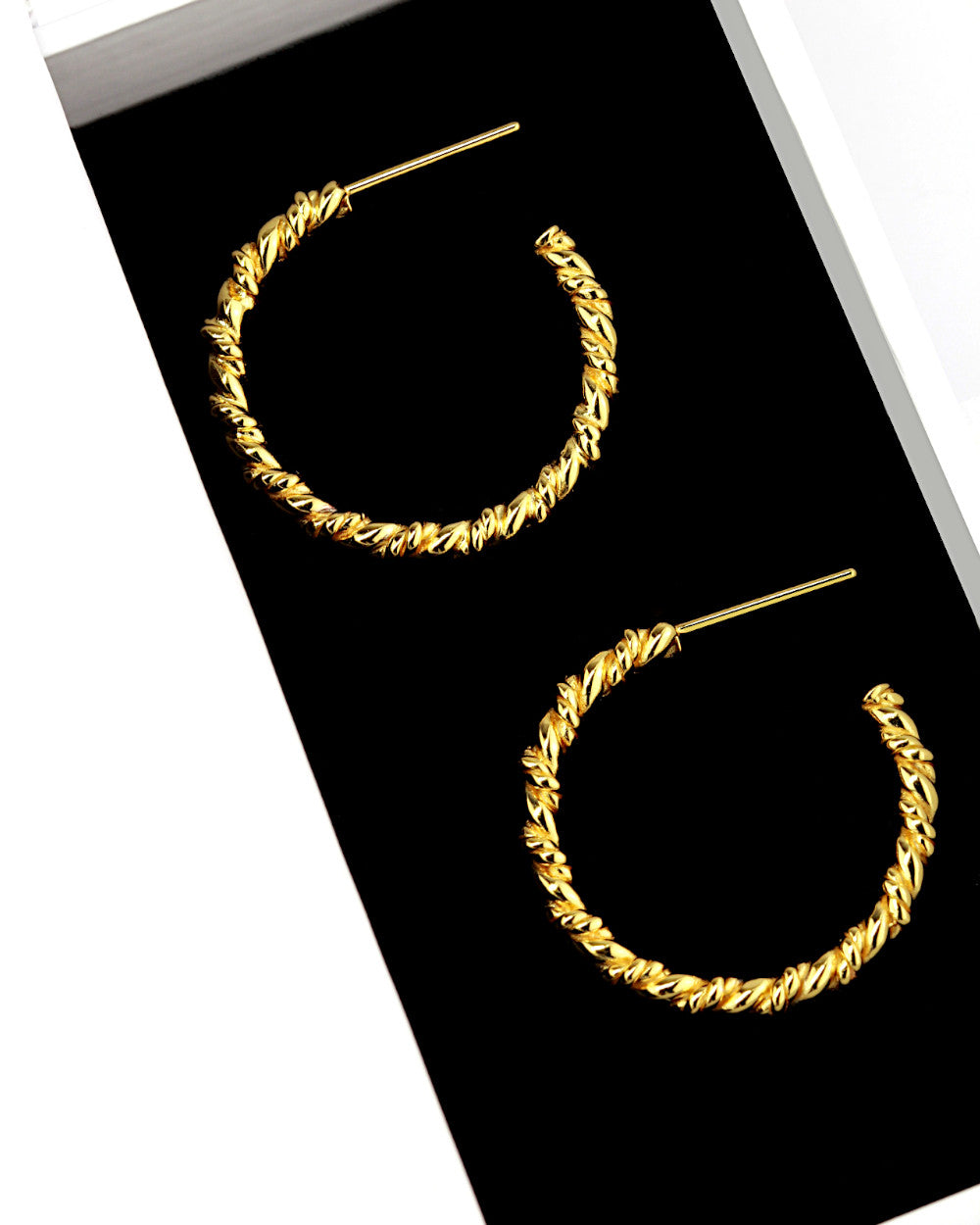 DANIEL CLIFFORD „Jolie“ Damen Creolen Ohrringe Silber 925 vergoldet 18k Gold, 24mm gedrehte Creolen aus Sterlingsilber und Gelbgold, twisted hoops