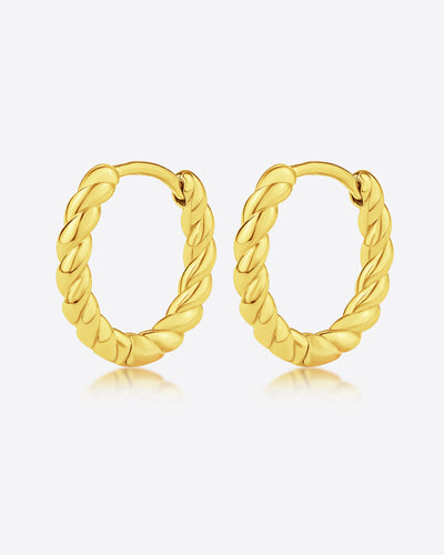 DANIEL CLIFFORD „Holly“ Damen Creolen Ohrringe Silber 925 vergoldet 18k Gold, twisted Klapp-Creolen gedreht 12mm 