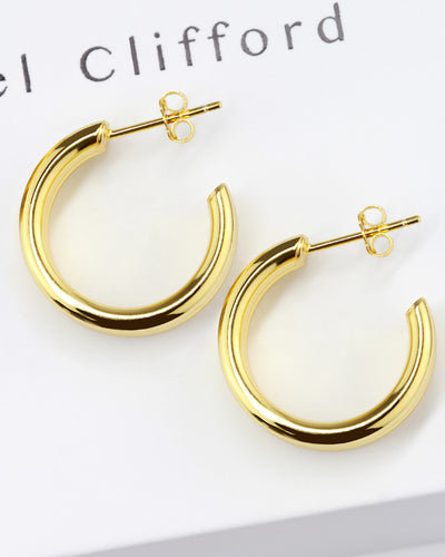 DANIEL CLIFFORD „Juno“ Damen Ohrringe Creolen Silber 925 vergoldet 18k Gold, Creolen Ohrstecker breit