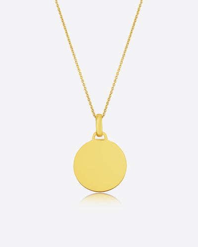 DANIEL CLIFFORD „Klara“ Damen Halskette 585 Gold Anhänger Plättchen 14k Echtgold, goldenes Damen Collier 45cm filigrane Goldkette Goldscheibe 14mm