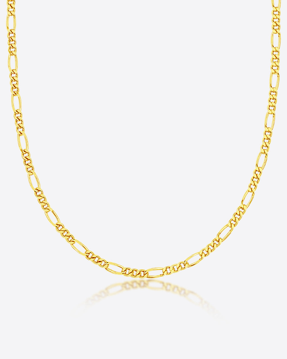 DANIEL CLIFFORD „Bea“ Damen Halskette Silber 925 vergoldet 14k Gold, goldene Figarokette 45cm aus vergoldetem Sterlingsilber 3mm breit