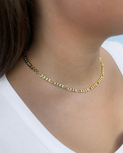 DANIEL CLIFFORD Halskette Choker »Alice«, Figaro Kette 925 Silber 35cm - 42cm verstellbar enganliegende Panzerkette für Frauen