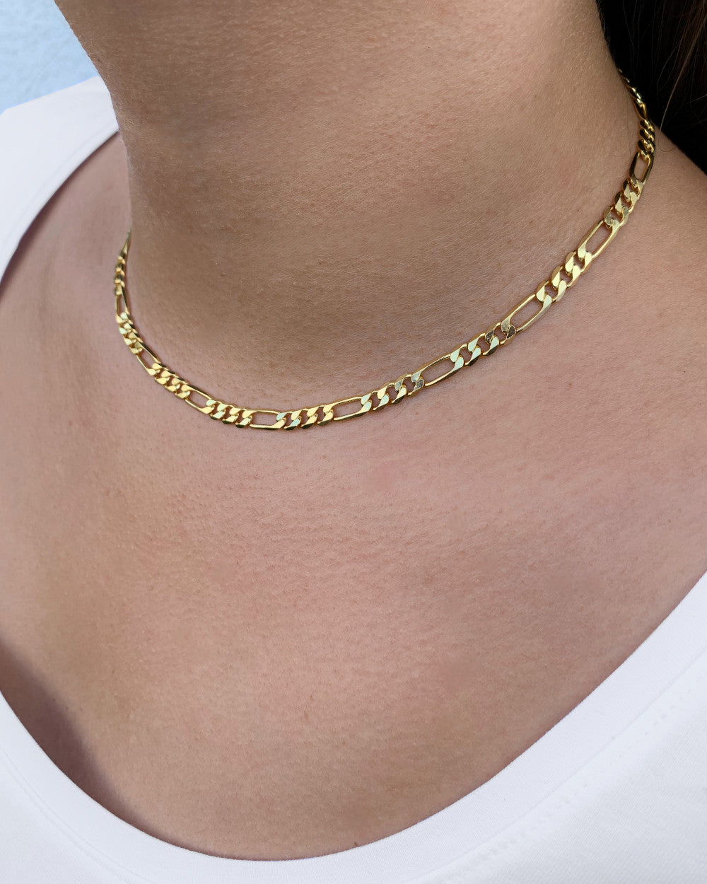 DANIEL CLIFFORD Halskette Choker »Alice«, Figaro Kette 925 Silber 35cm - 42cm verstellbar enganliegende Panzerkette für Frauen