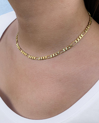 DANIEL CLIFFORD Halskette Choker »Alice«, Figaro Kette 925 Silber 35cm - 42cm verstellbar enganliegende Panzerkette für Frauen