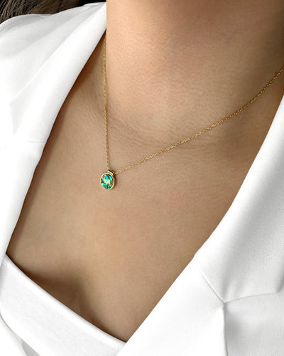 DANIEL CLIFFORD „Estelle“ Damen Halskette Silber 925 vergoldet 18k Gold Abalone Perlmutt Anhänger blau, 38cm – 43cm Frauen Silberkette mit Anhänger
