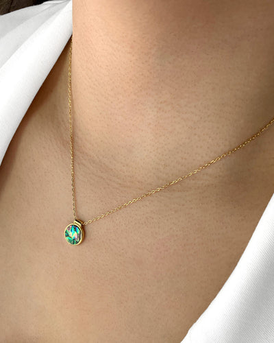 DANIEL CLIFFORD „Estelle“ Damen Halskette Silber 925 vergoldet 18k Gold Abalone Perlmutt Anhänger blau, 38cm – 43cm Frauen Silberkette mit Anhänger