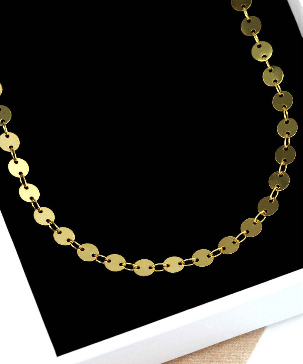 DANIEL CLIFFORD „Cora“ Damen Halskette Choker Silber 925 vergoldet 18k Gold, enganliegende Kette mit Plättchen, größenverstellbar 31cm - 36cm