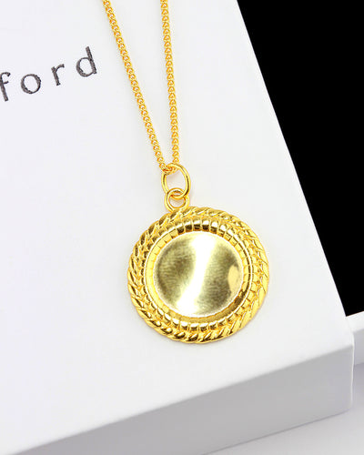 DANIEL CLIFFORD „Dina“ Damen Halskette Silber 925 vergoldet 18k Gold mit Anhänger Plättchen, Kette mit rundem Anhänger, größenverstellbar