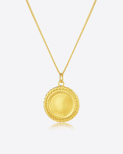 DANIEL CLIFFORD „Dina“ Damen Halskette Silber 925 vergoldet 18k Gold mit Anhänger Plättchen, Kette mit rundem Anhänger, größenverstellbar