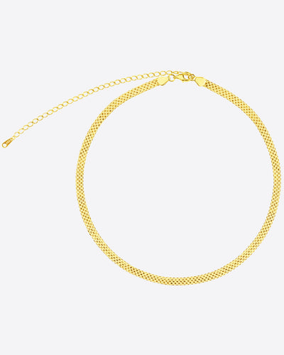 DANIEL CLIFFORD „Megan“ Damen Halskette Silber 925 vergoldet 18k Gold, breite Choker Kette enganliegend aus Sterlingsilber und 18k Gelbgold, größenverstellbar