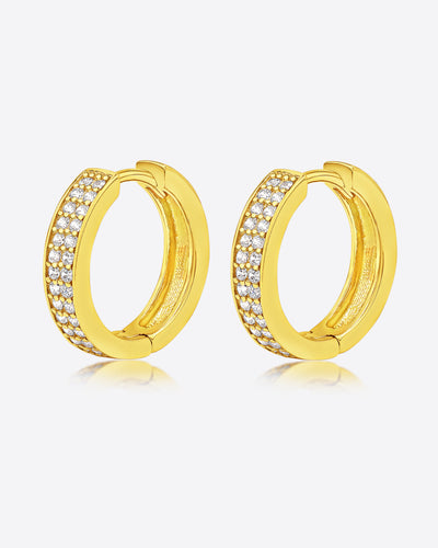 DANIEL CLIFFORD „Naomi“ Damen Creolen Silber 925 vergoldet 14k Gold Zirkonia Kristalle, goldene Klapp-Creolen Ohrringe 16mm Sterlingsilber vergoldet