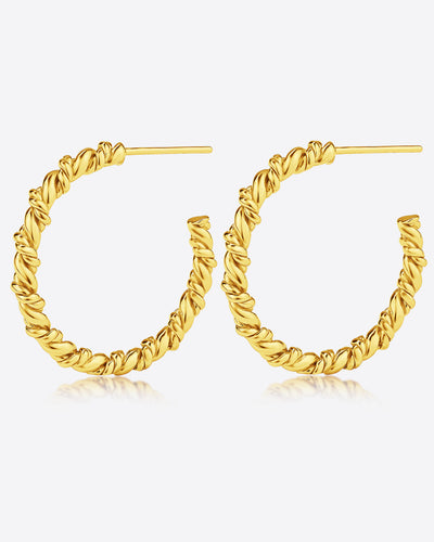 DANIEL CLIFFORD „Jolie“ Damen Creolen Ohrringe Silber 925 vergoldet 18k Gold, 24mm gedrehte Creolen aus Sterlingsilber und Gelbgold, twisted hoops