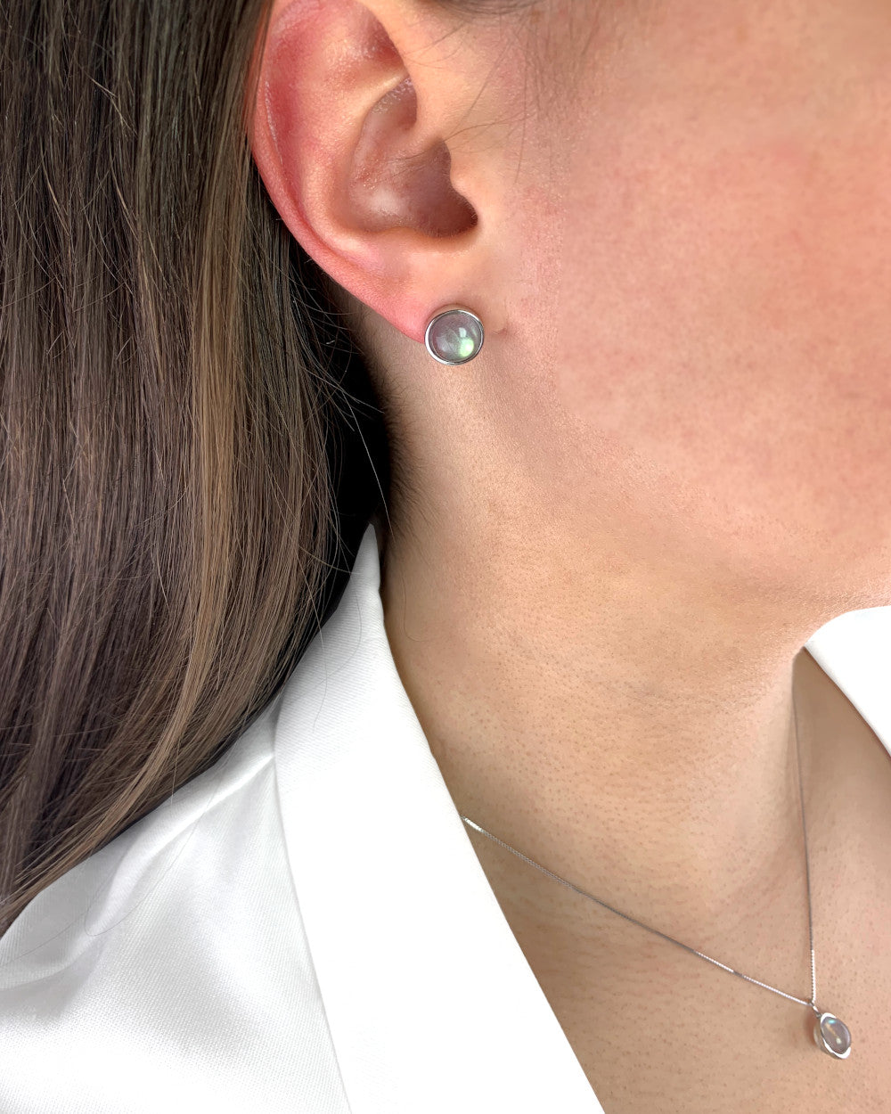 Daniel Clifford Damen Halskette Mondstein Anhänger Moonstone Silberkette Pendant Collier Schmuck Geschenk Frau Freundin Mutter Schwester