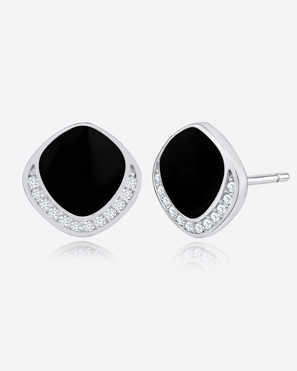 DANIEL CLIFFORD „Pam“ Damen Ohrstecker Silber 925 Zirkonia Kristall schwarz, silberne Ohrringe Sterlingsilber mit schwarzem Kristall