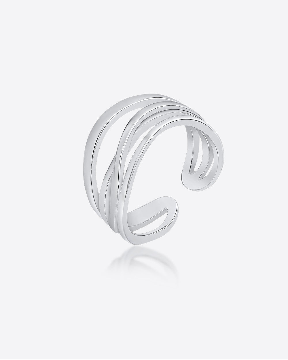 DANIEL CLIFFORD „Hailey“ Damen Ring Silber 925 rhodiniert, Silberring größenverstellbar für Frauen, Statement-Ring mehrreihig
